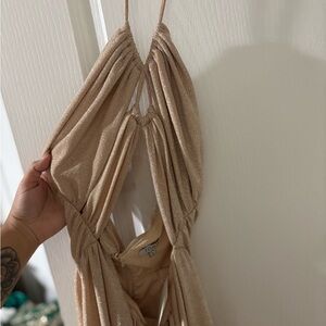 Shimmering Beige Halter Dress